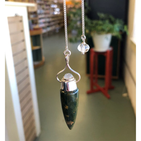Pendulum, 2 Stone Tapered Style- Bloodstone & Moonstone