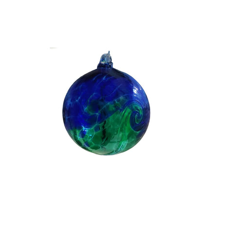 Glass Orb, Aurora Lights- Blue, Emerald