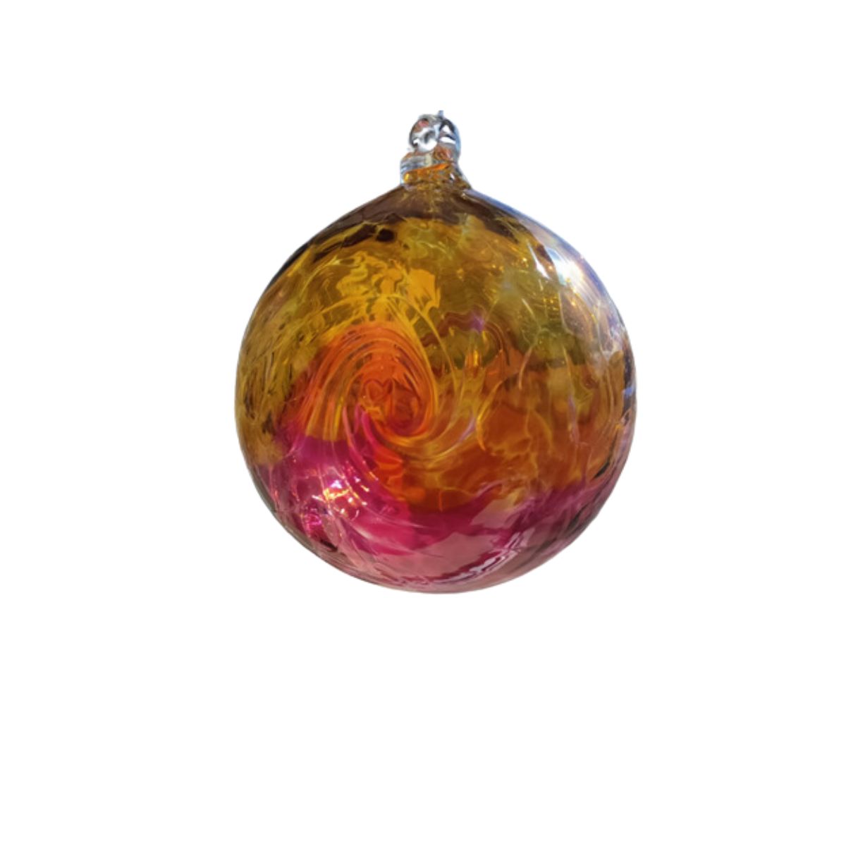 Glass Orb, Aurora Lights- Topaz, Cranberry