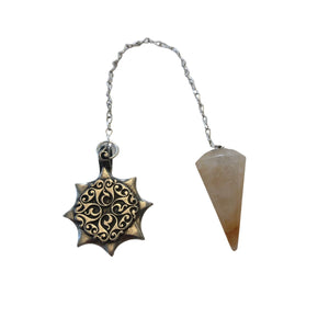 Pendulum, Golden Healer Quartz- Sun Design
