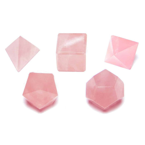 Platonic Solid Set, Rose Quartz