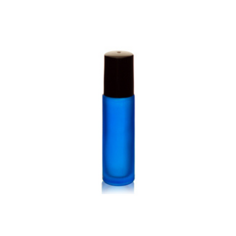 Roll- on bottle, Empty- Blue Frosted Glass