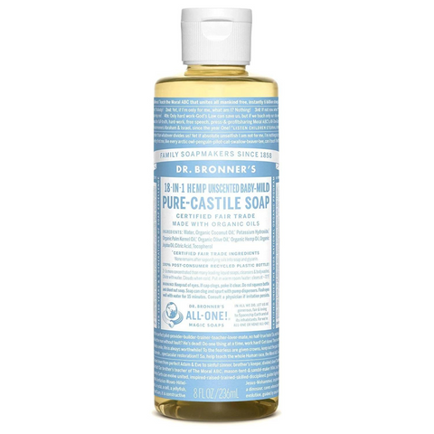 Castile Liquid Soap , Organic, Hemp Unscented Baby-Mild