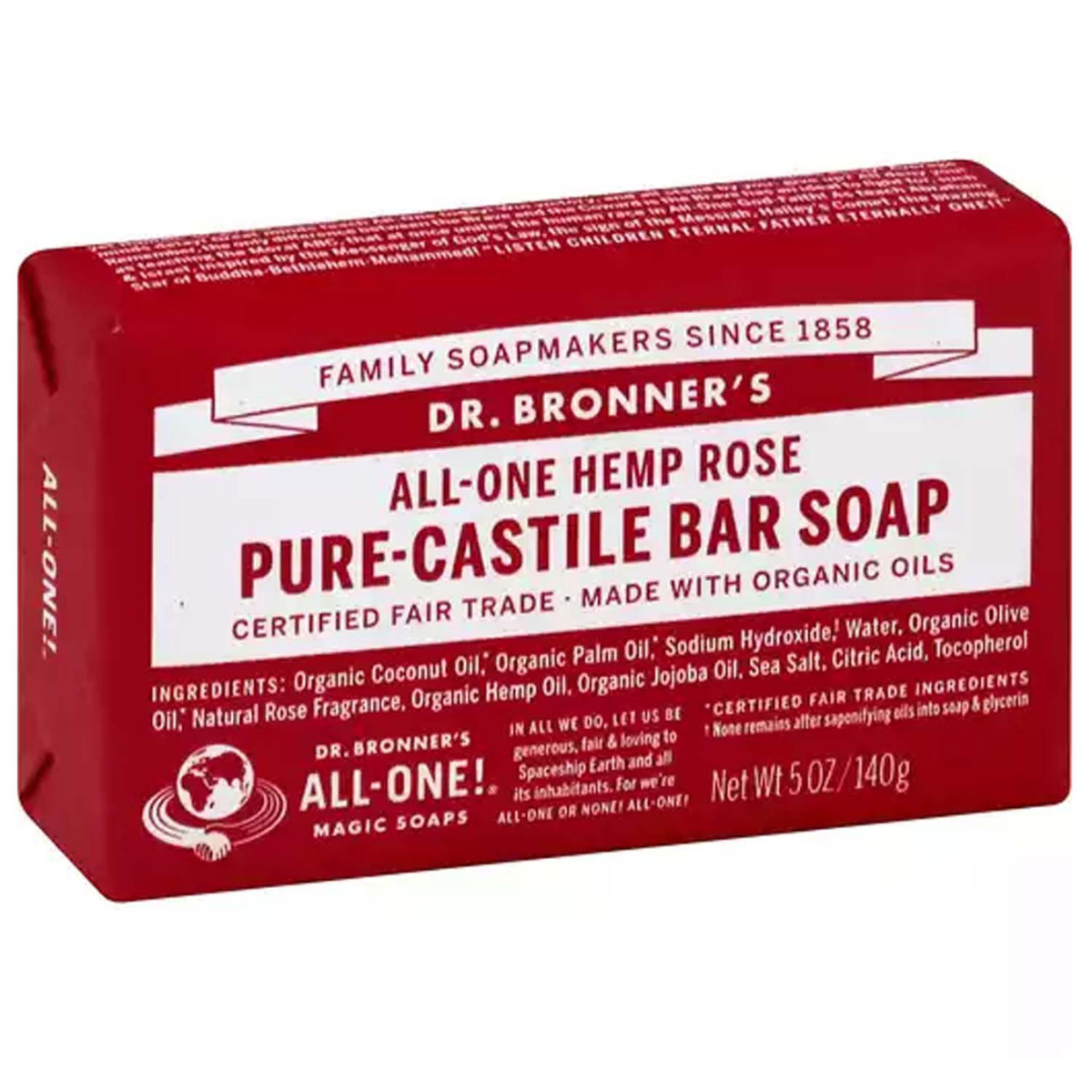 Castile Bar Soap, Organic, Hemp, Rose