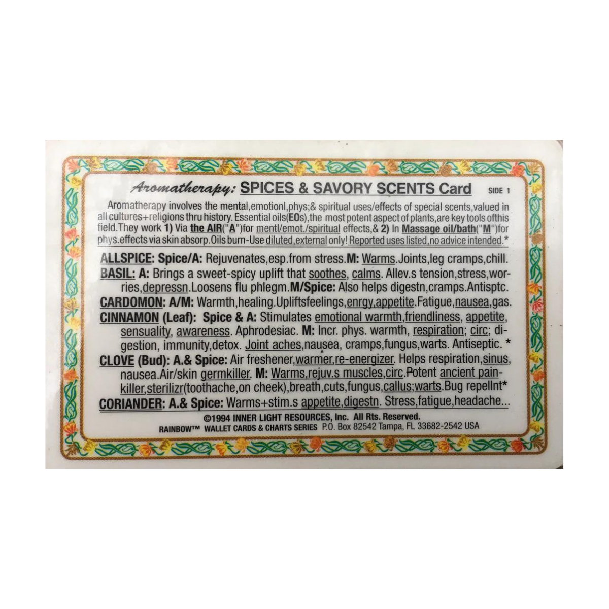 Aromatherapy: Spices & Savory Scents Wallet Card