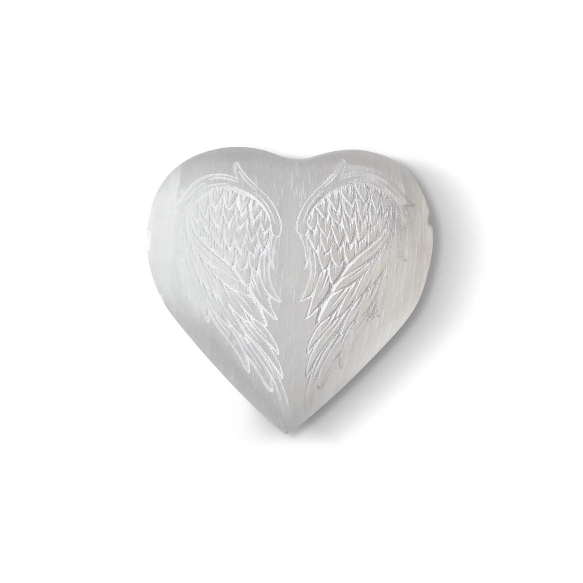 Selenite Heart with Angel Wings