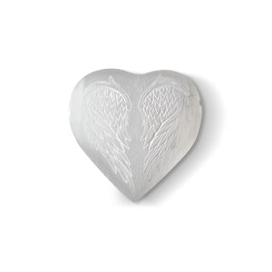 Selenite Heart with Angel Wings