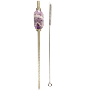 Stainless Steel Straw- Chevron Amethyst